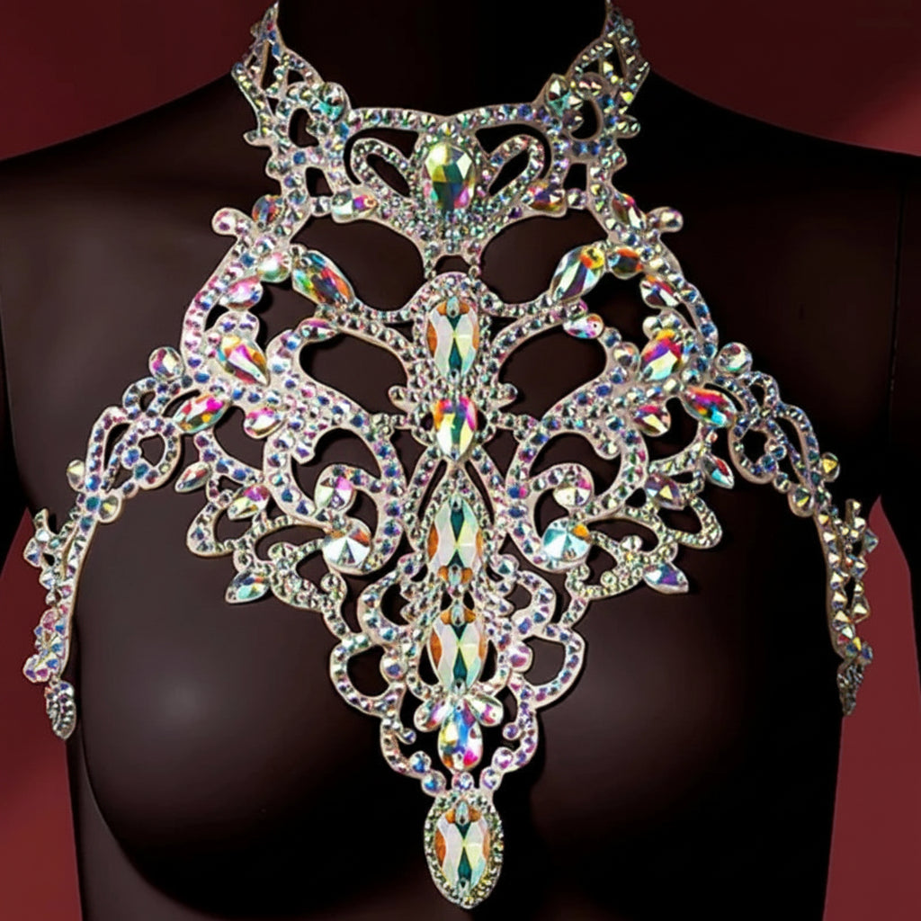 Crystal AB Stone Chest Necklace | Belly Dance