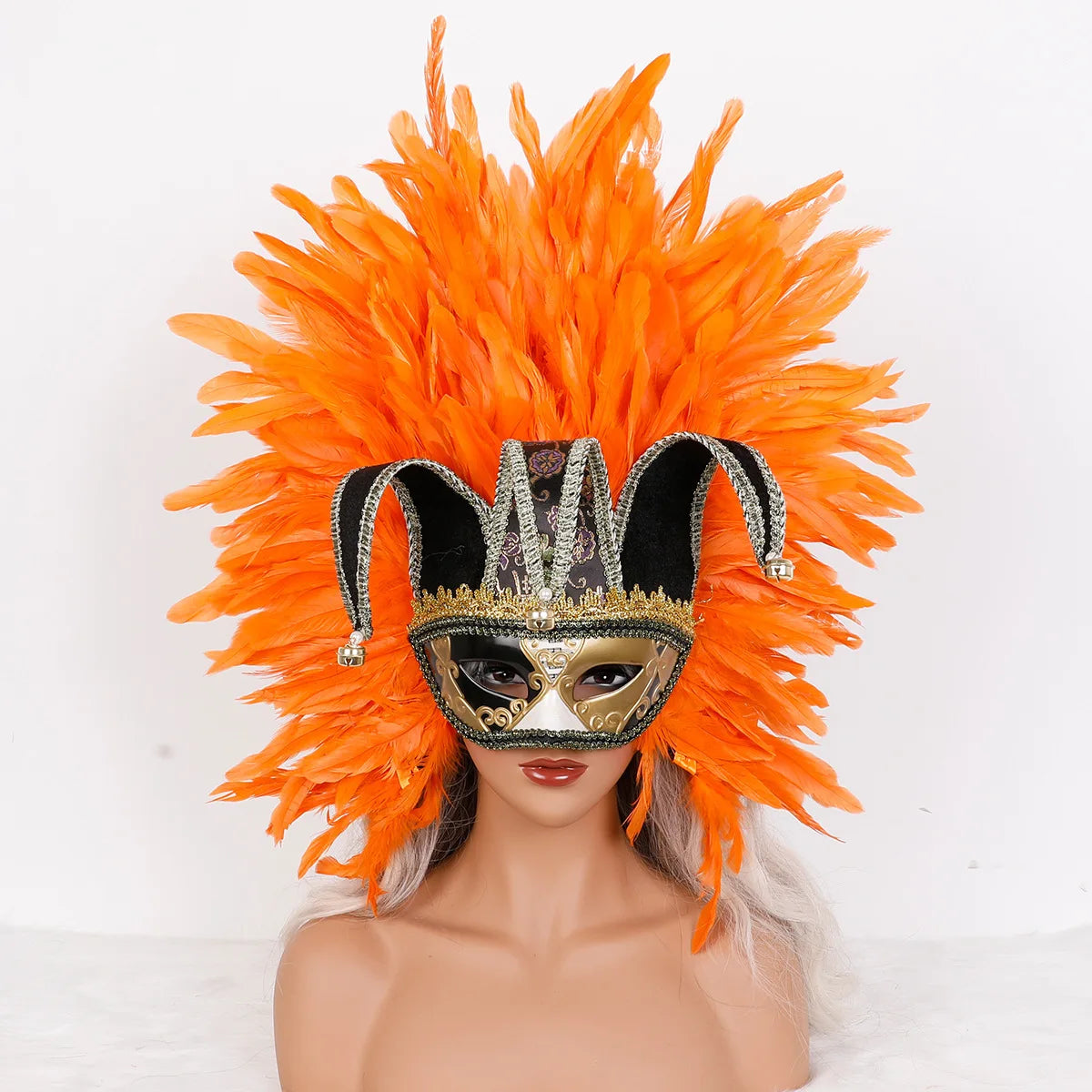 Feather Masquerade Mask | Jester Crown