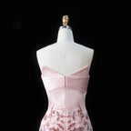 Beaded Sequin A-Line Gown | V-Neck Pleated Tulle | Blush Pink