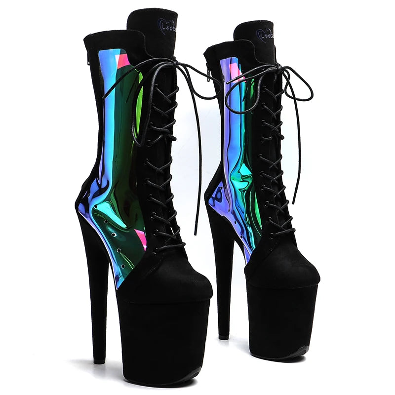 8-Inch Suede Ankle Boots - Black Platform Dance Boots
