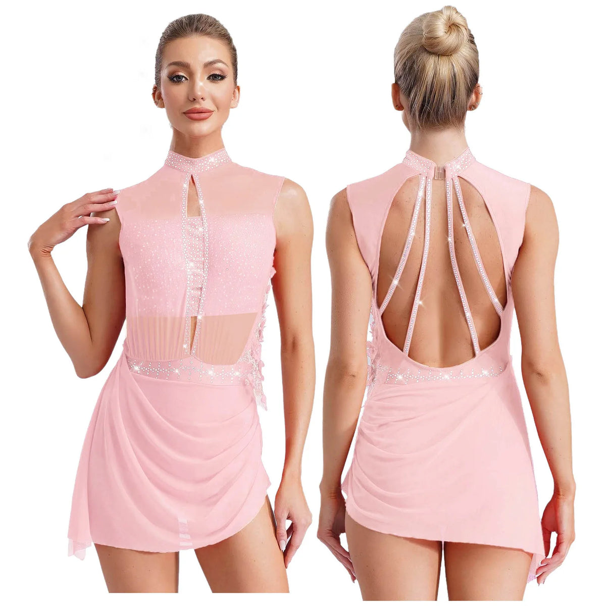 Lyrical Dance Dress | Rhinestone Asymmetric Skirt