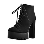 Platform Ankle Boots | Lace-Up Flock | 3" Platform