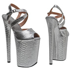 9-Inch Snakeskin Platform Slipper Sandals - Exotic High Heel Performance Shoes
