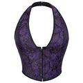 Gothic Halter Corset Top | Floral Jacquard | Zip Front