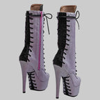 15CM Glitter Platform Ankle Boots - 6 Inch High Heel Pole Dance Booties