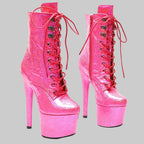 17CM Glitter Platform Ankle Boots - 7 Inch High Heel Pole Dance Boots