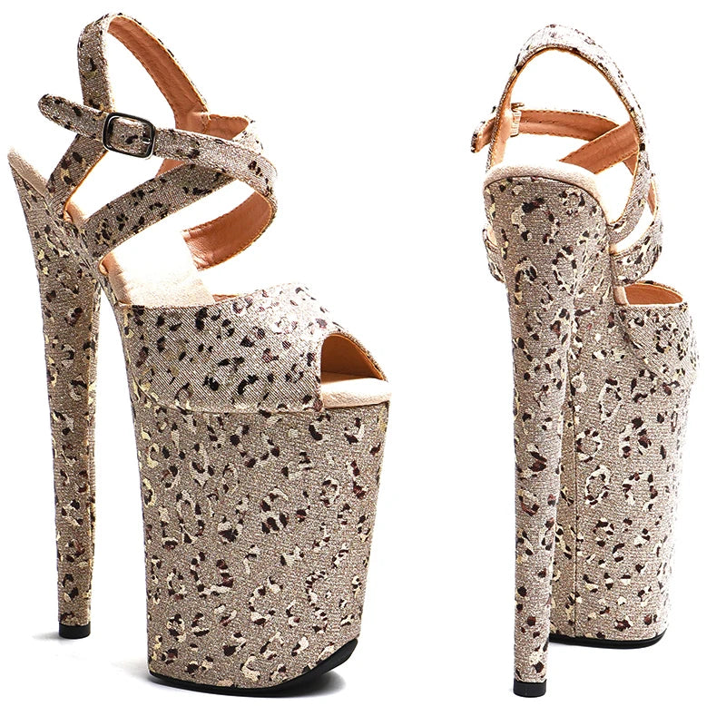 Leopard Glitter Platform Sandal Heel – 9 Inch Stage & Pole Dance
