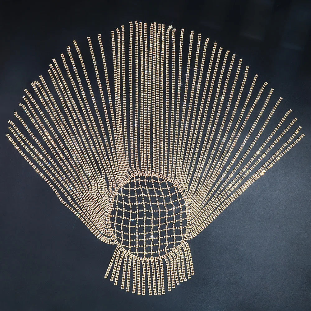 Rhinestone Headpiece | Long Silver Fringe