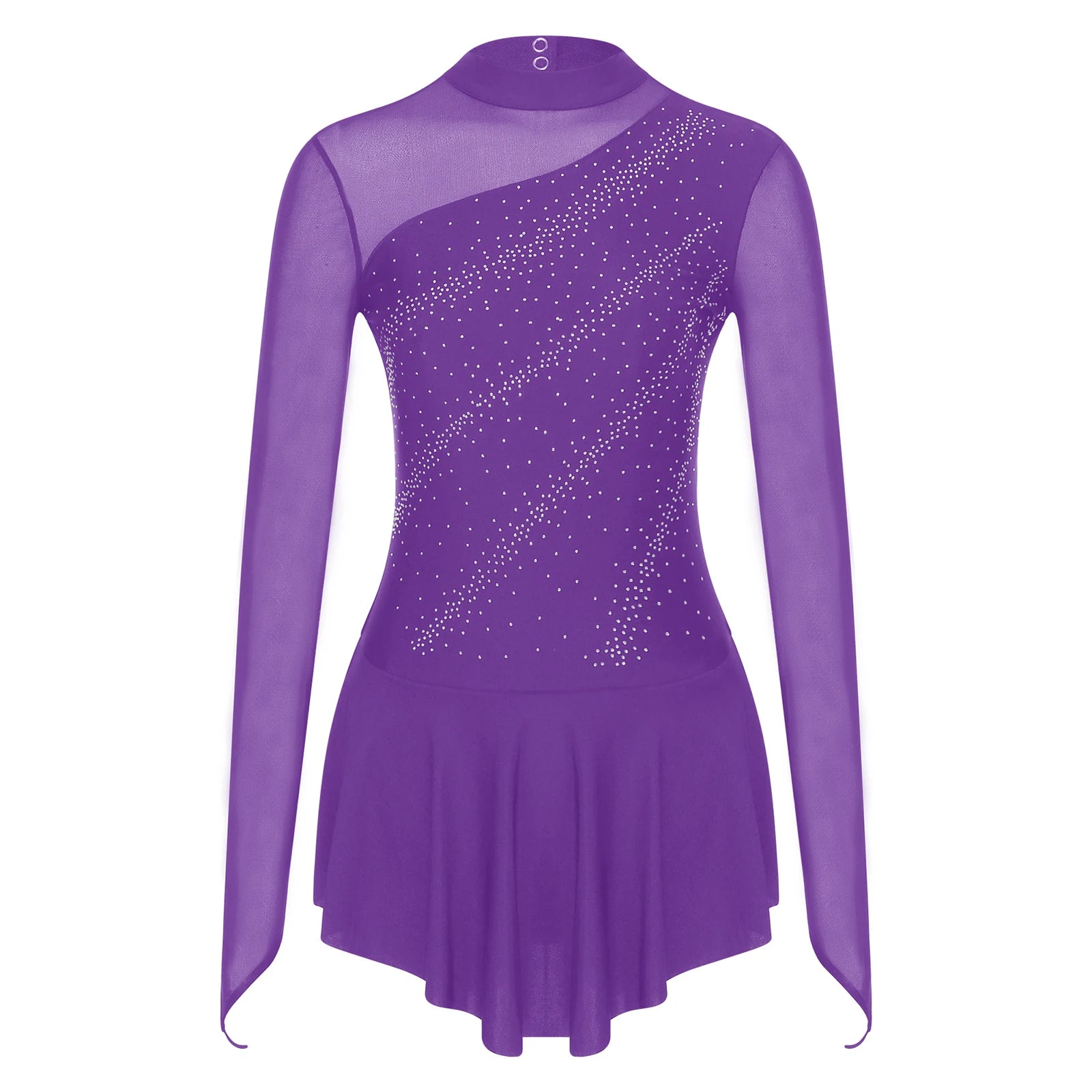 Women's Rhinestone Ruched Dance Dress | Sleeveless | Ballet & Figure Skating