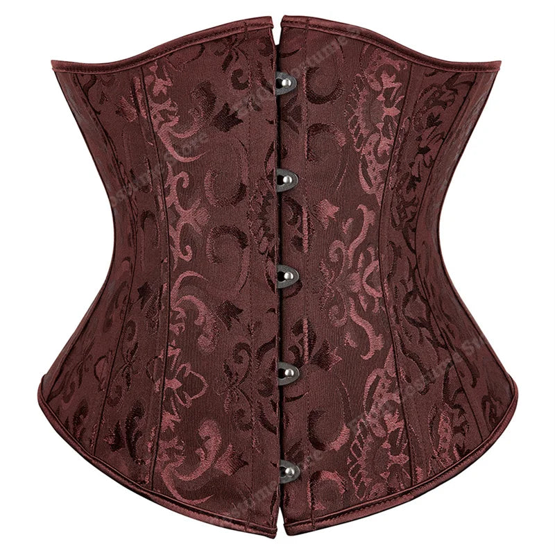 Steampunk Underbust Corset | Jacquard Lace-Up | 6 Colors | S-2XL