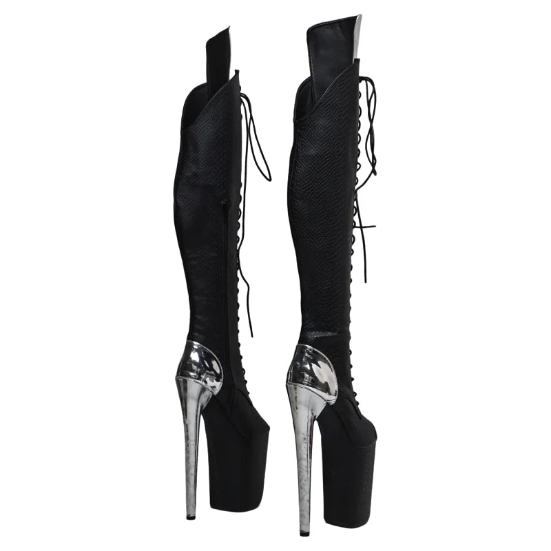 9-Inch Matte Platform Thigh-High Boots - Over the Knee Boots