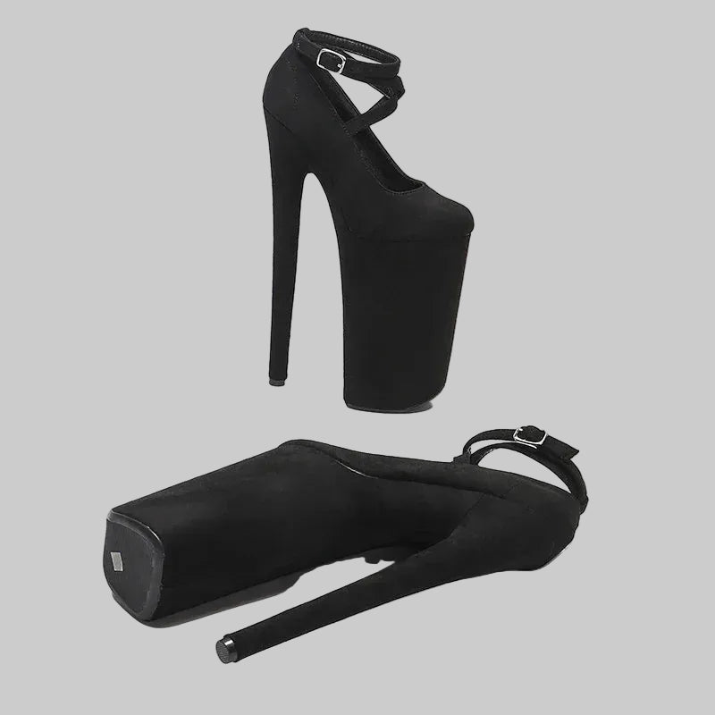 10-Inch Platform Pole Dance Heels - Suede Exotic Dancer Sandals