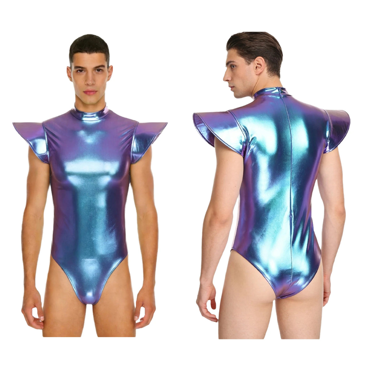Men's Metallic Bodysuit | Zip Front