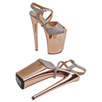 9-Inch Glitter Electroplate Platform Sandals - Metallic High Heel Performance Shoes