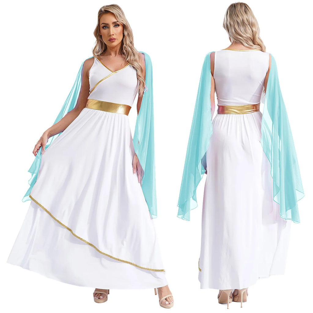 Greek Goddess Gown | One-Shoulder | Chiffon | Gold Belt
