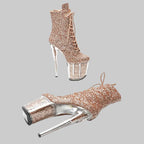 Glitter Platform Boots - 8-Inch Sparkle Ankle Boots for Pole Dance & Performance