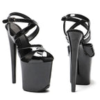 20CM Platform Sandals - Patent Finish Small Open Toe High Heel Pole Dance Shoes