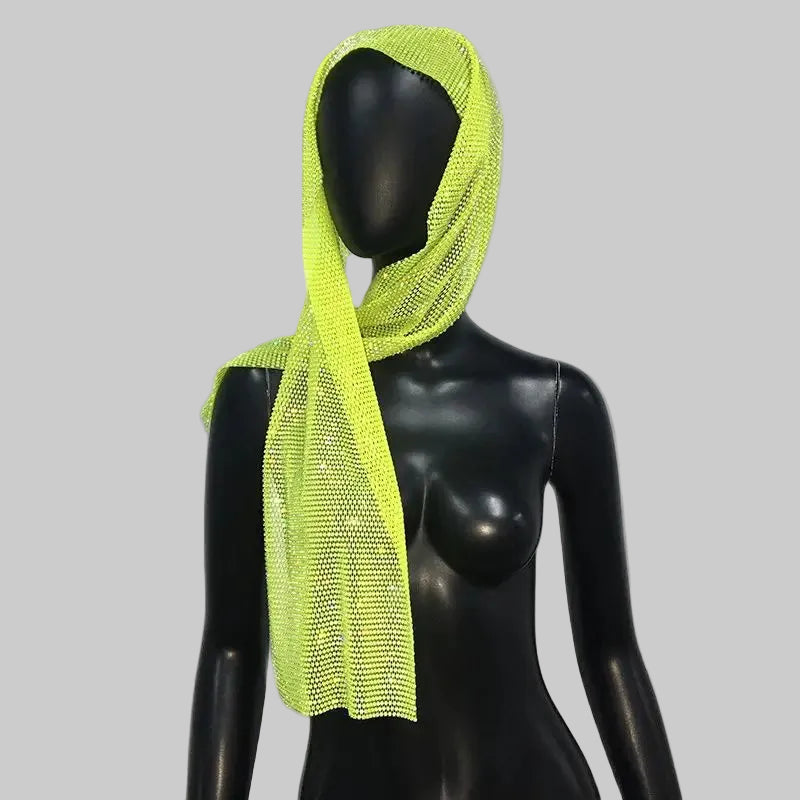 Rhinestone Bandana Headband - Crystal Mesh Hair Scarf
