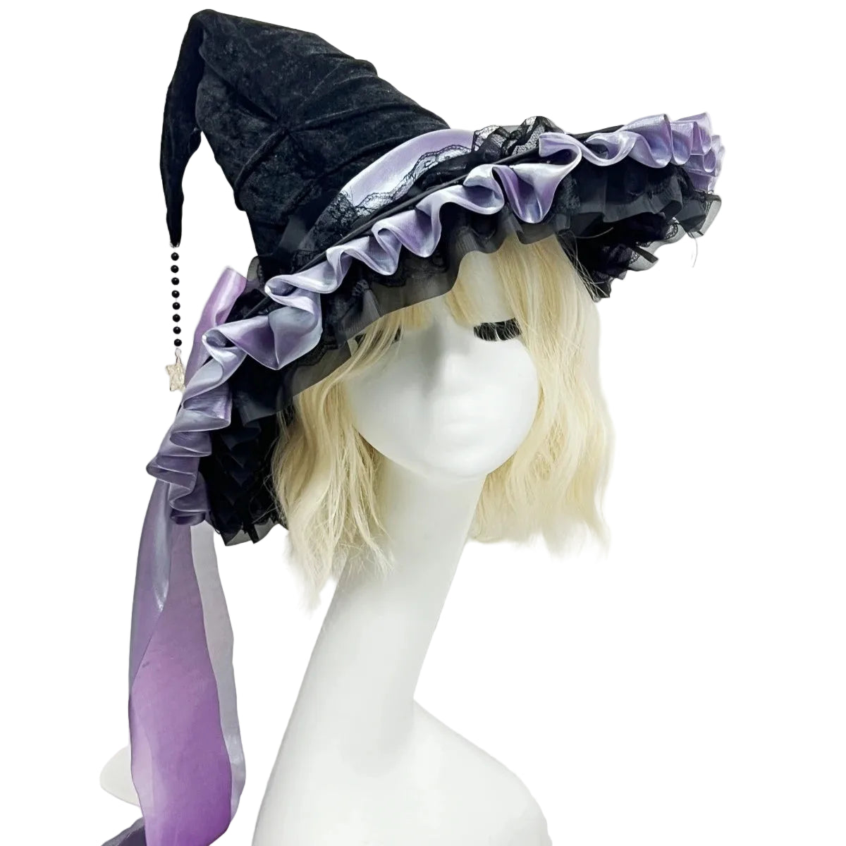 Lolita Witch Hat | Ruffle Bow | Halloween Costume Headwear