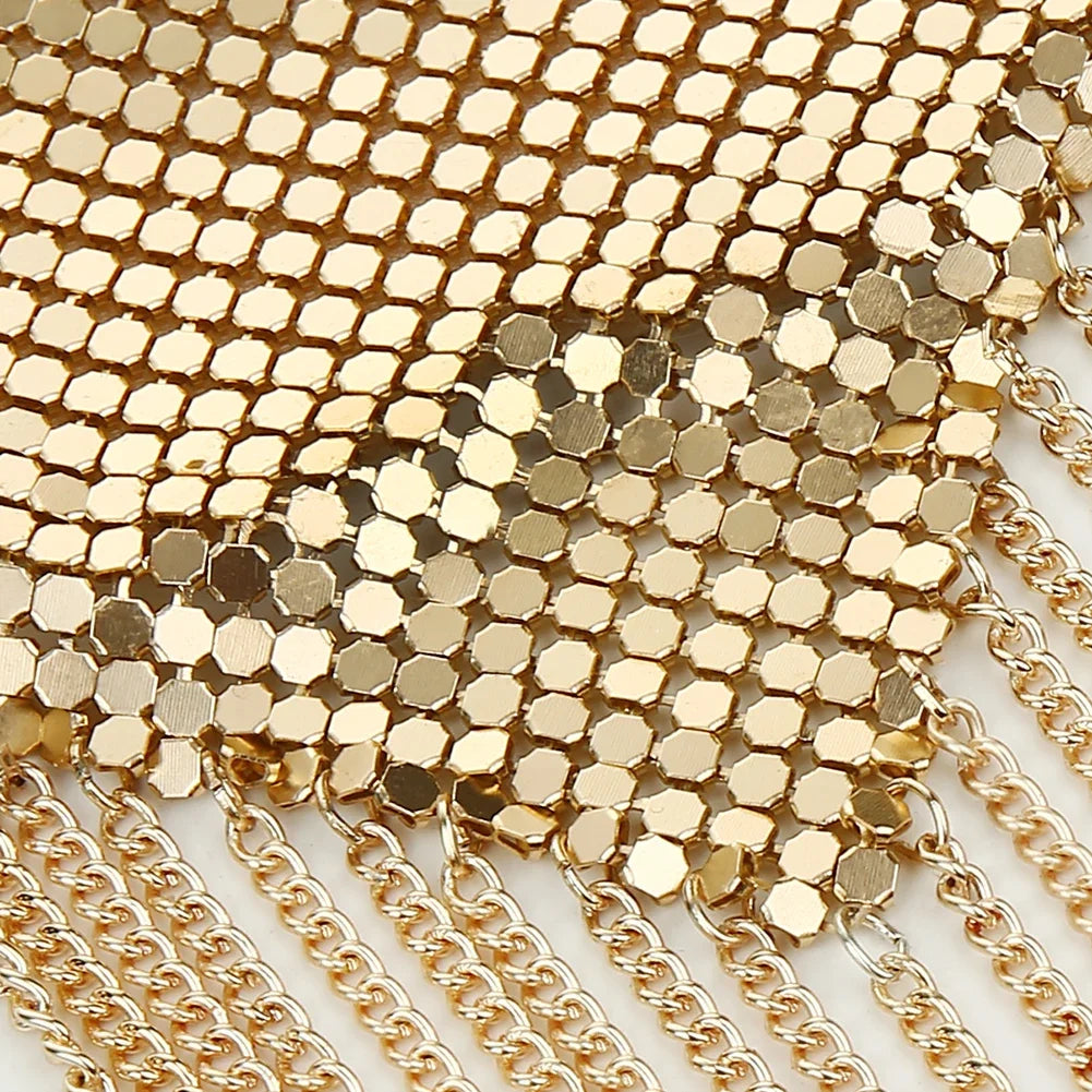 Diamond Mesh Nipple Pasties | Gold Tassel | Stage