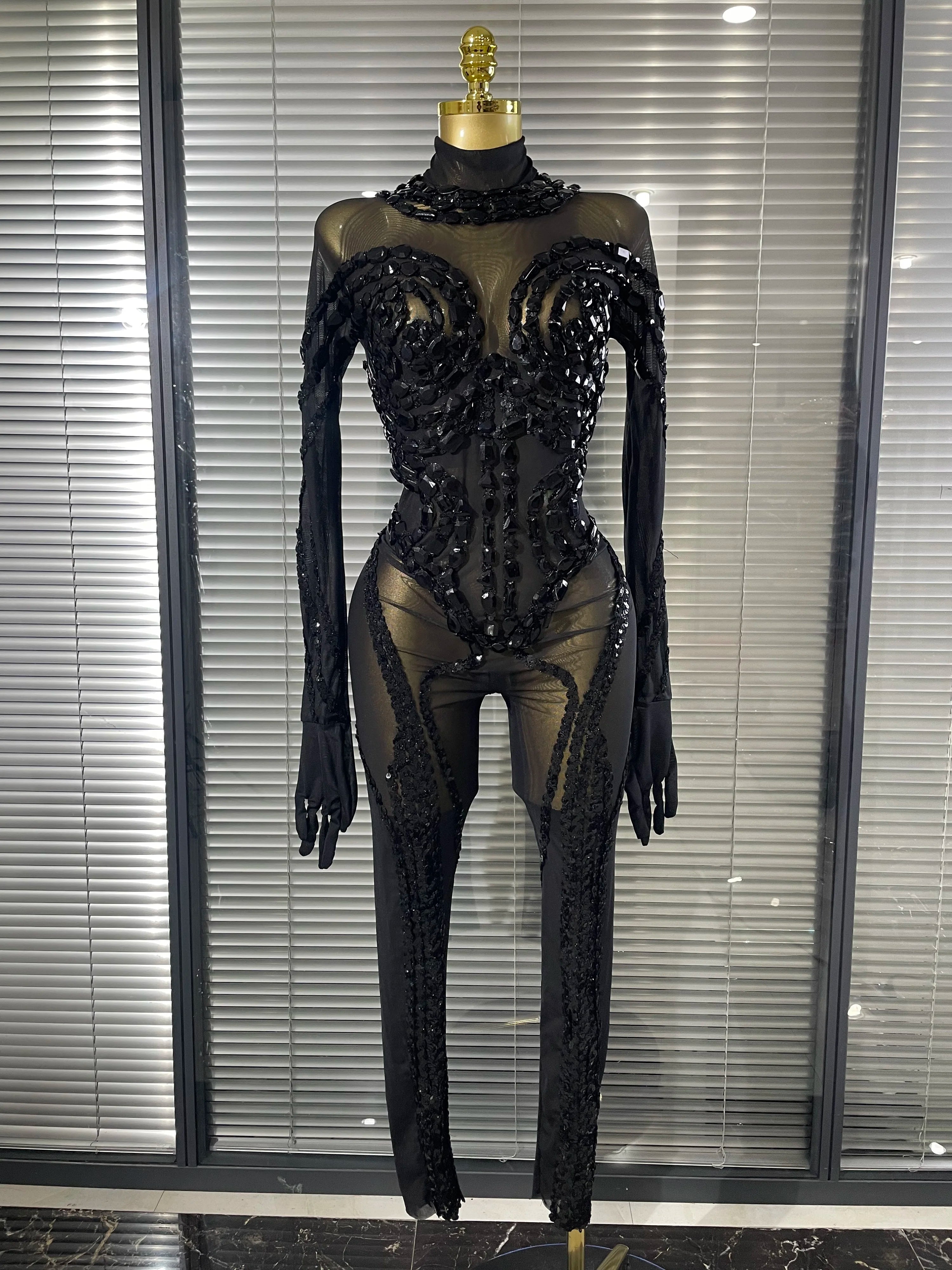 Mesh & Spandex Stage Jumpsuit | Slim Fit | S–XL