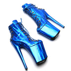 Holographic Lace-Up Pole Dance Boots – High Heel Stage Shoes