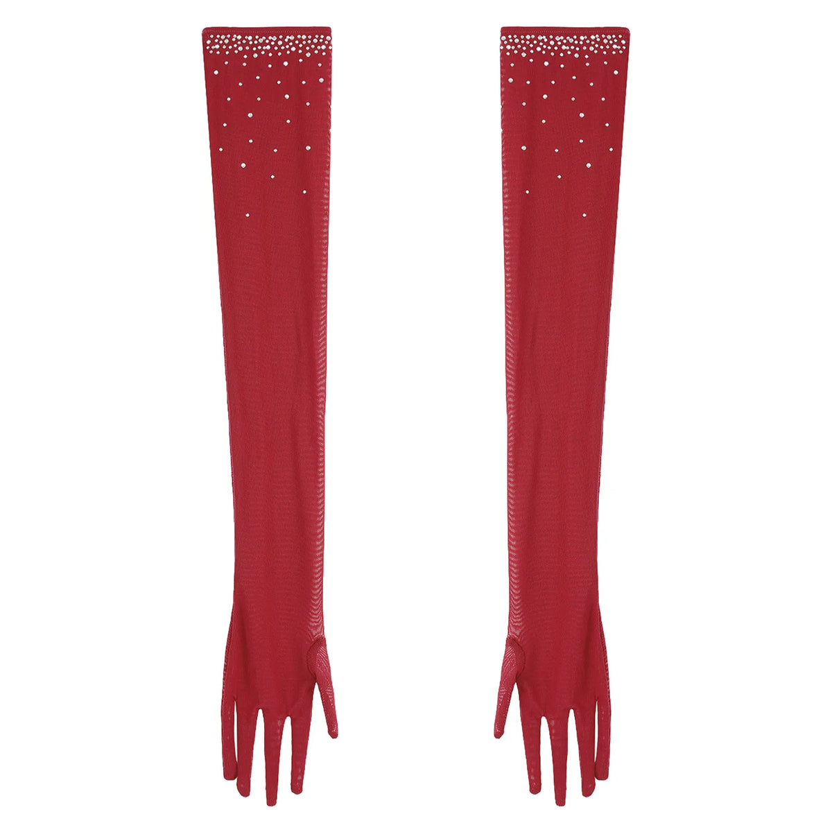 Rhinestone Mesh Gloves | Full Length | Dance