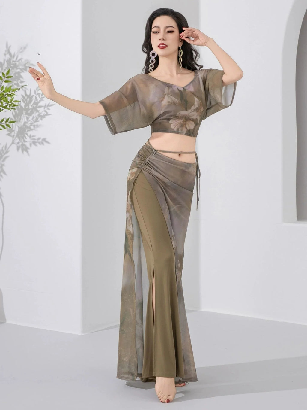 Belly Dance Practice Set | Batwing Top & Flare Pants