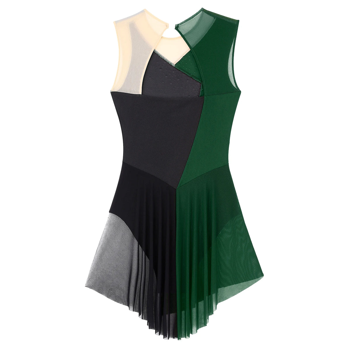 Skating Dress | Rhinestone Color-Block Mesh