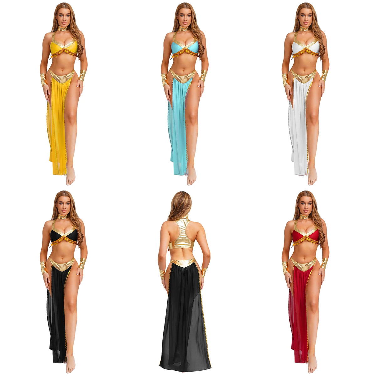 Egyptian Queen Costume | Belly Dance Crop Top & Slit Skirt