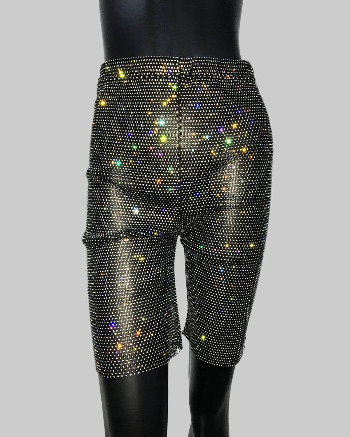Rhinestone Fishnet Mesh High-Waisted Pants