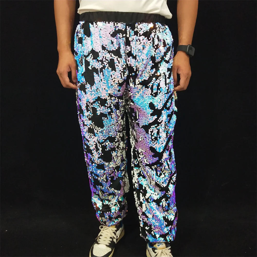 Men's Laser Mirror Jogger Pants | Reflective Metallic | Stage & Hip Hop | 5 Colors
