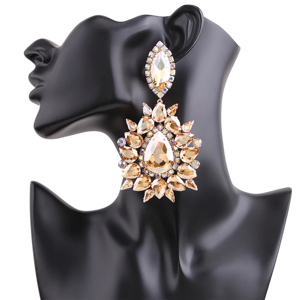 Rhinestone Drop Earrings | Clip or Pin