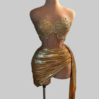 Rhinestone Tube Top & Skirt Set - Sequin 2-Piece Party Outfit for Stage & Nightclub