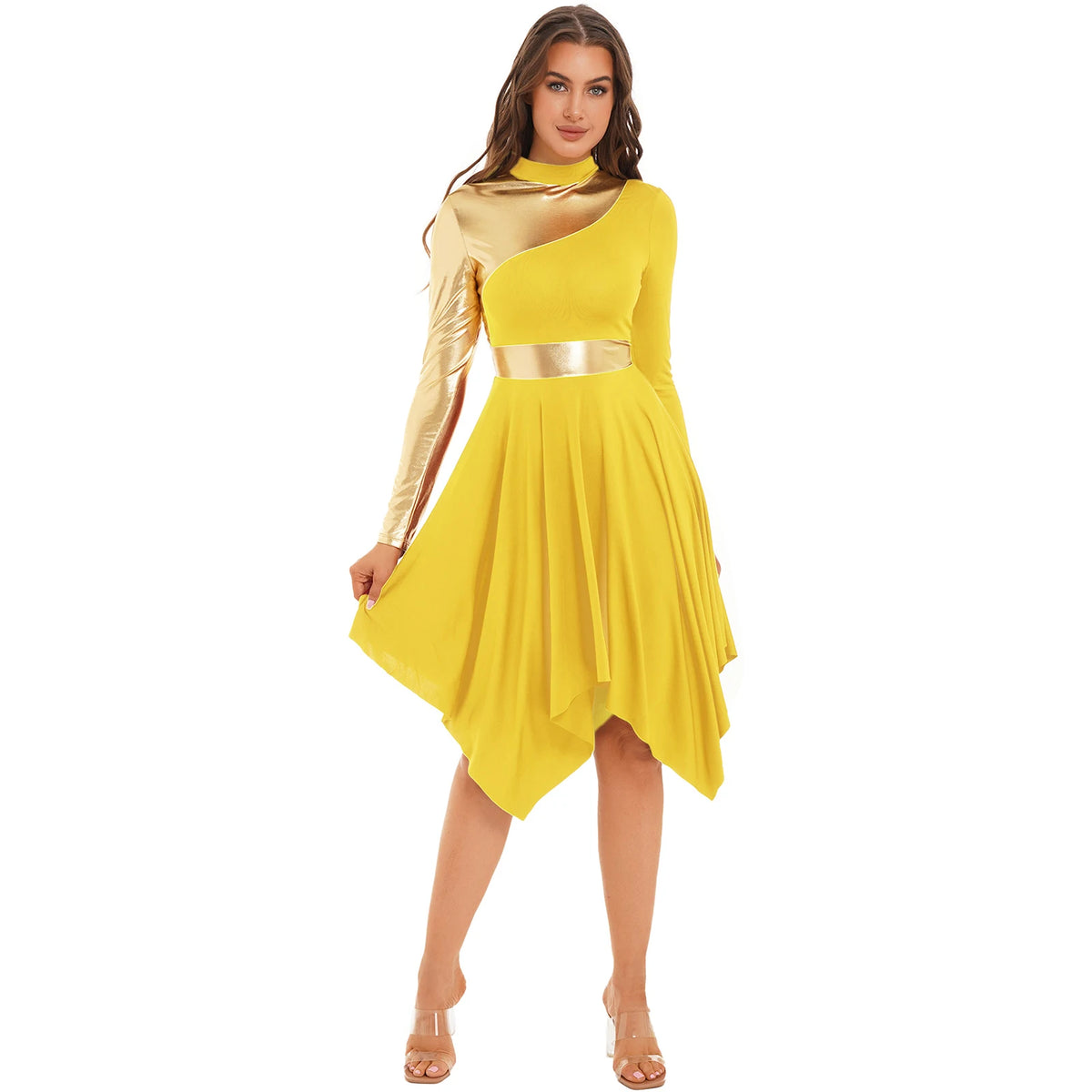Color Block Dance Dress | Asymmetric Hem | Built-In Briefs