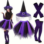 Witch Costume Set | Tutu Skirt, Hat, Stockings & Arm Warmers
