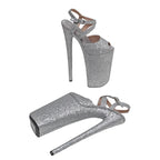 Glitter Platform Ankle Strap Sandals - 10 Inch Pole Dance Heels