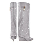 Rhinestone Knee-High Boots | Pointed Toe | 9 Colors