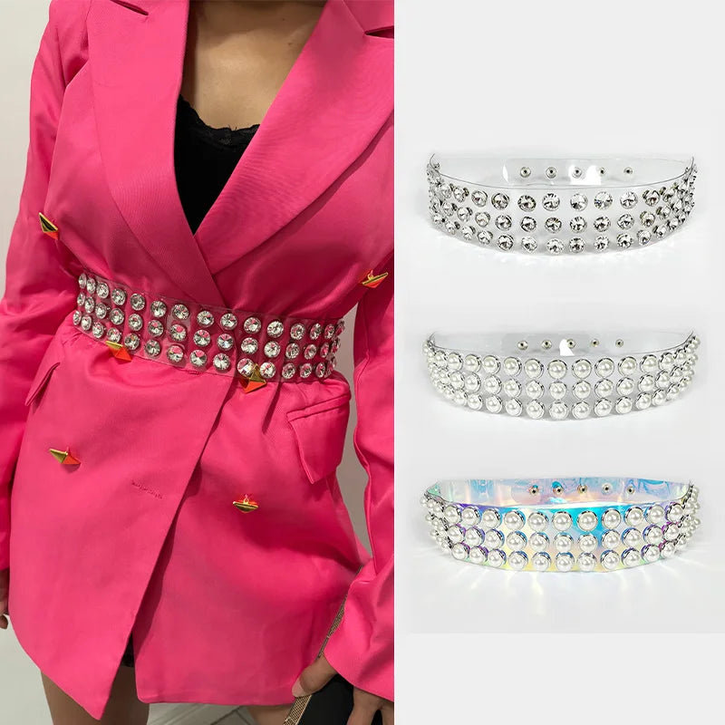Rhinestone Crystal Wide Belt | Corset Waistband