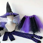 Witch Costume Set | Tutu Skirt, Hat, Stockings & Arm Warmers