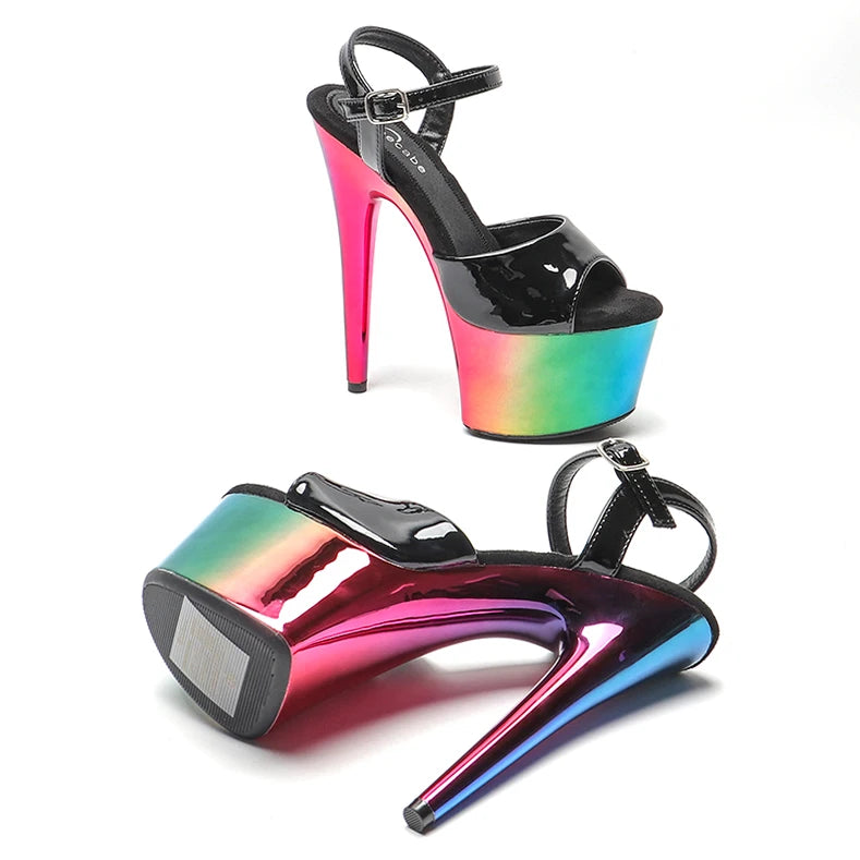 7-Inch Platform Heels with Ankle Strap - Patent Finish Sandals
