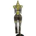 Leopard Rhinestone Chain Two-Piece Set | Crop Top & Pants