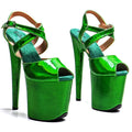 20CM Holographic Snakeskin Platform Pole Dance Heels - 8 Inch High Heel Performance Sandals