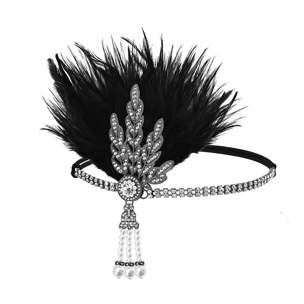 1920s Gatsby Feather Headband | Rhinestone & Pearl | 6 Styles