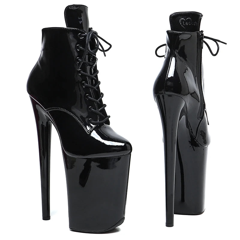 Patent Platform Ankle Boots – 9-Inch Pole Dance Heels, Multi-Color