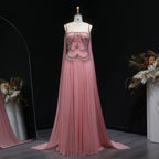 Crystal Beaded Cape Gown | A-Line | Floor-Length