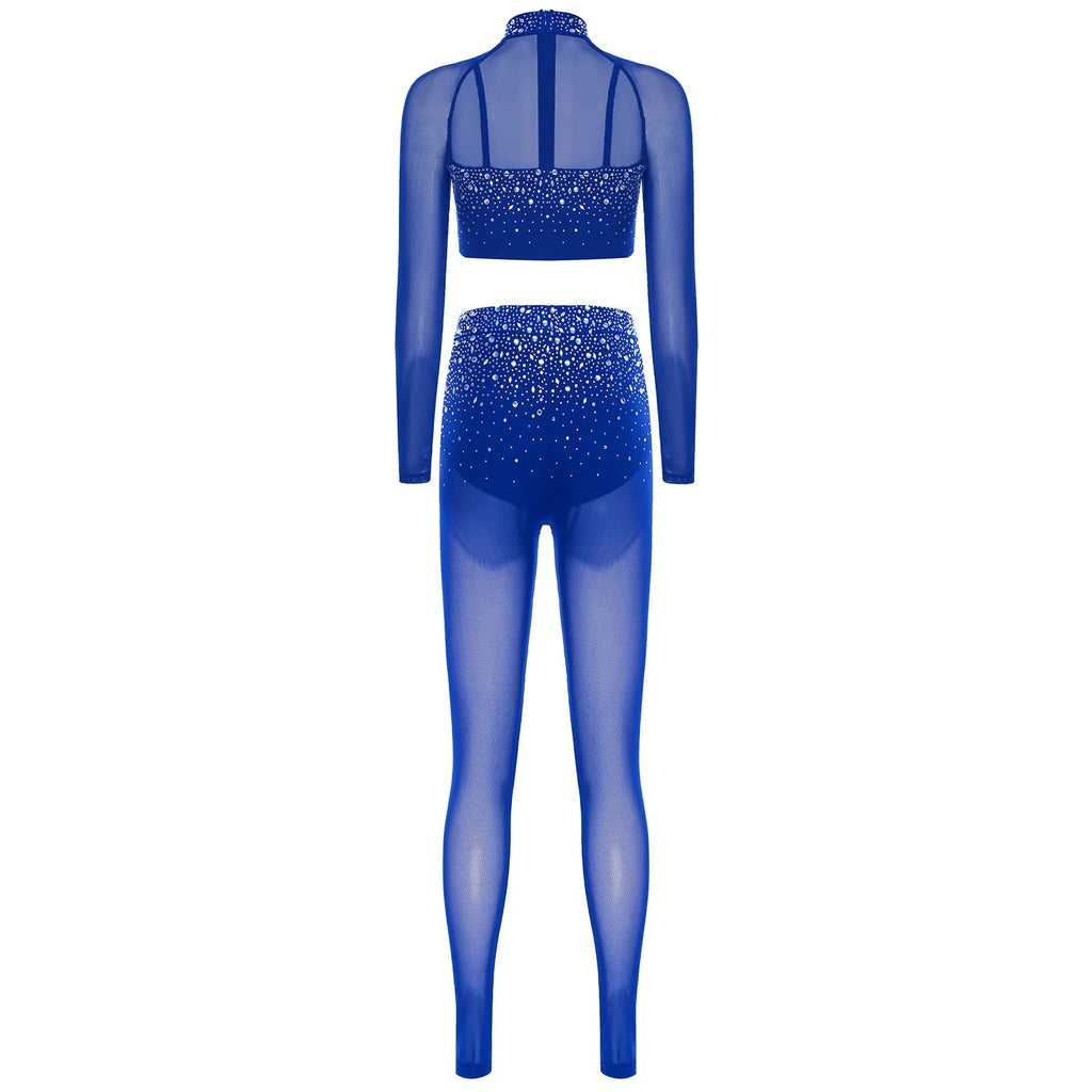 Prism Rhinestone Crop Top and Leggings Set