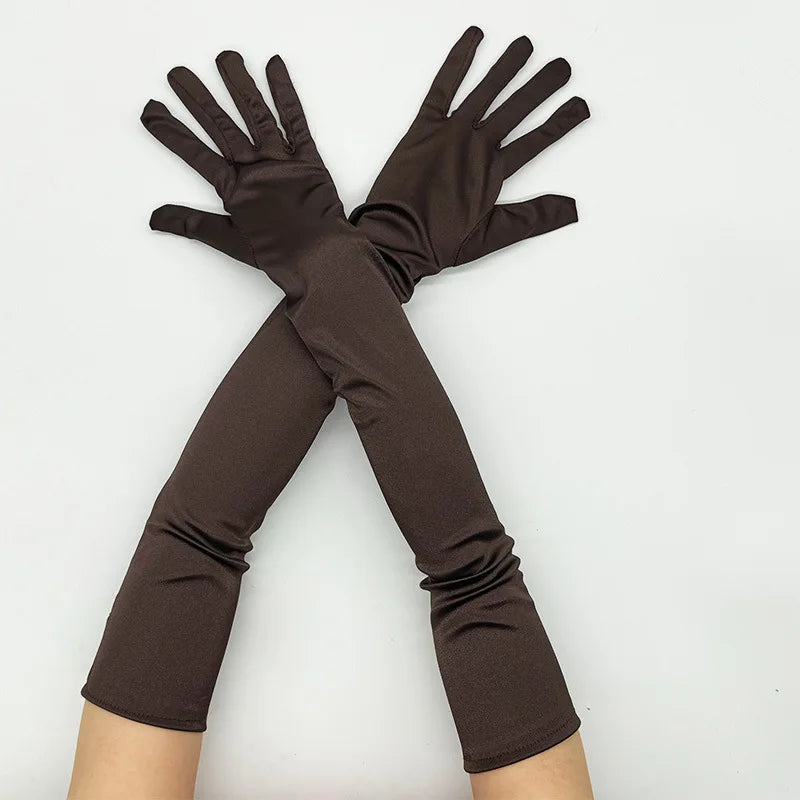Elbow-Length Satin Gloves | Stagewear