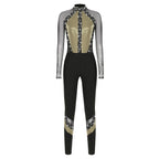 Rhinestone Catsuit | Mesh Sleeves | Stage Ready