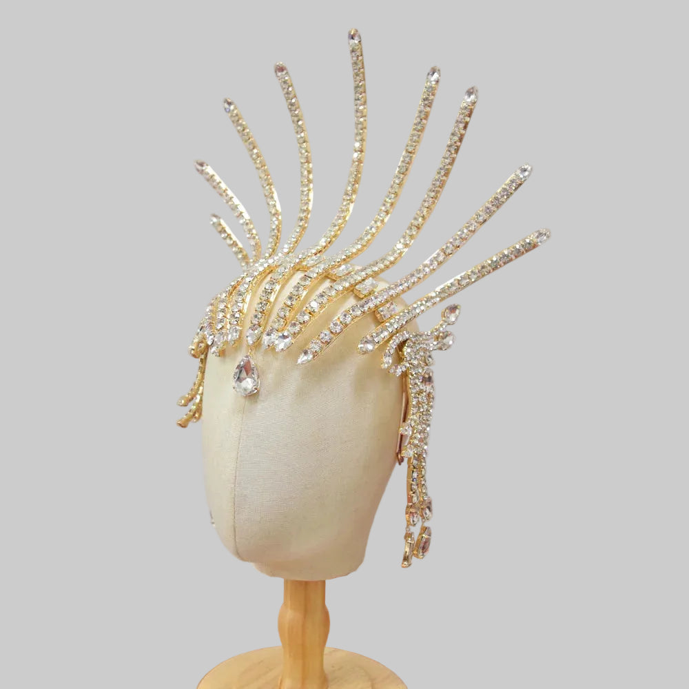 Oversized Rhinestone Headpiece Necklace - Statement Jewelry for Stage & Performance